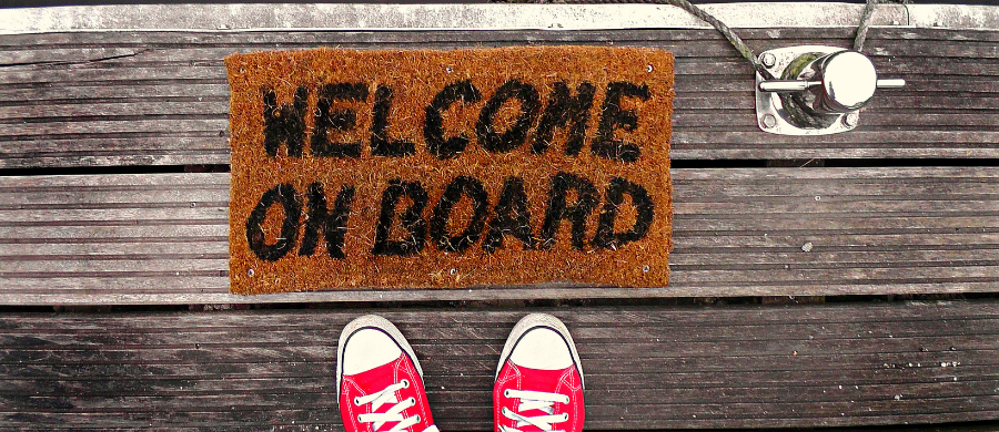 Pelfut amb la frase Welcome on board
