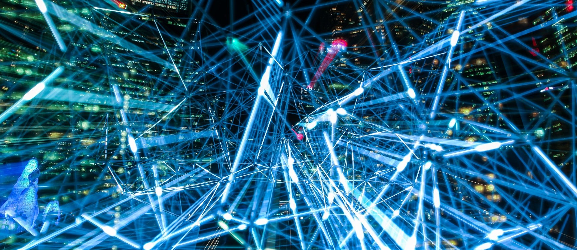 Líneas de luces azules conectadas
